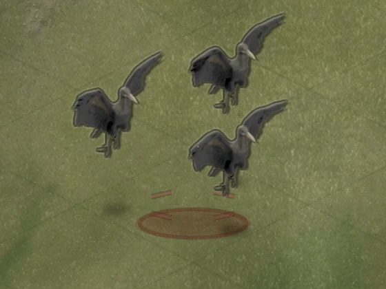 Three Harpies facing southeast above their ground patch.